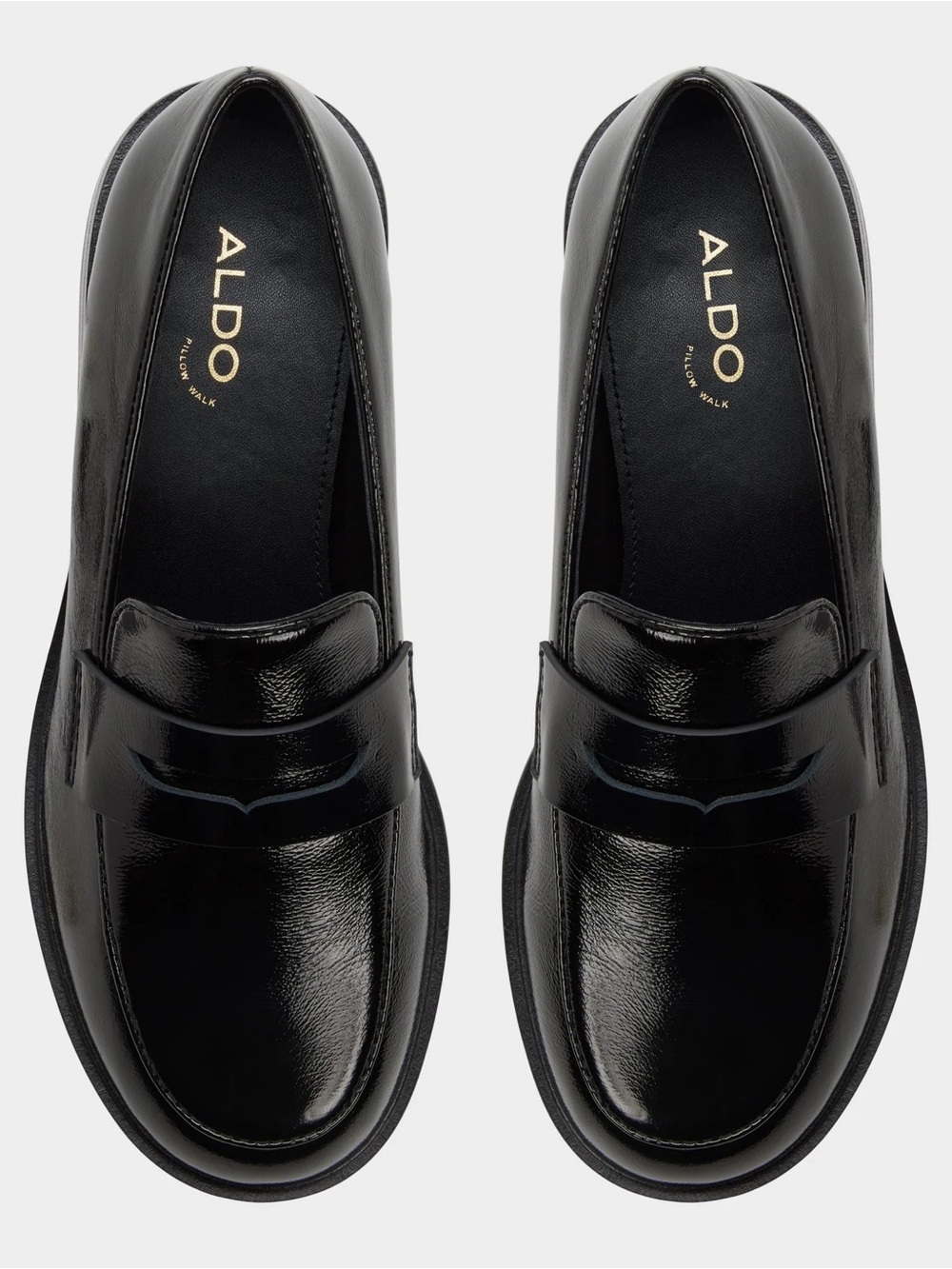 Aldo Black Patent Leather Penny Loafers